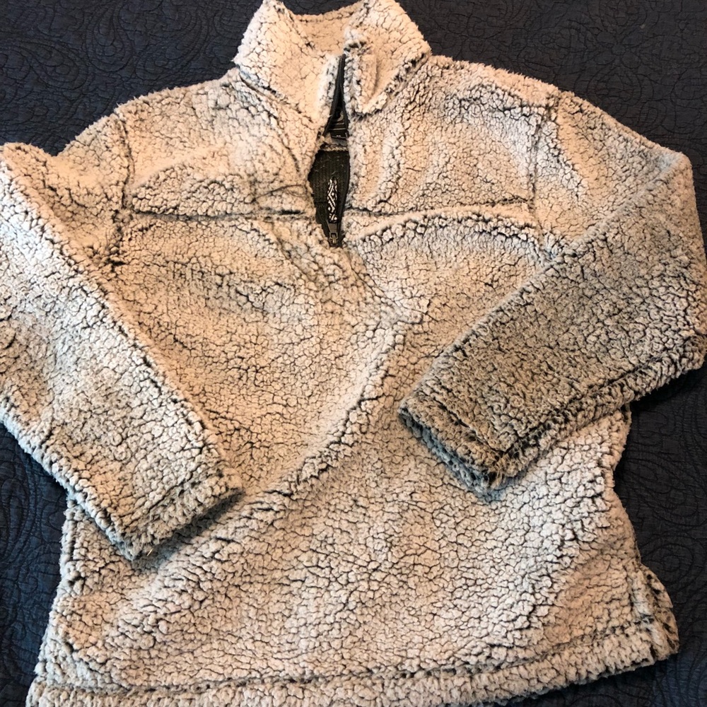 Grey Sherpa quarter zip pullover